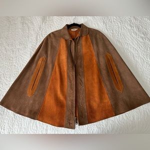 Vintage Brown and Rust Suede Cape Jacket